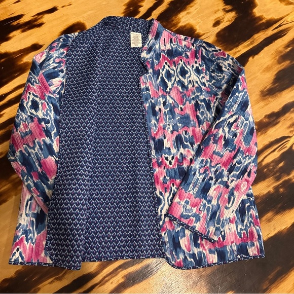 Alfred Dunner Pink and Blue Lightweight Quilted Blazer - Picture 2 of 4